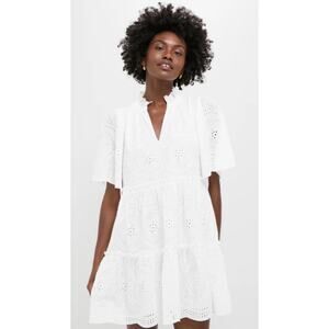 NWT Tuckernuck Women's White Eyelet Crawford Mini Flutter Dress - Size XS